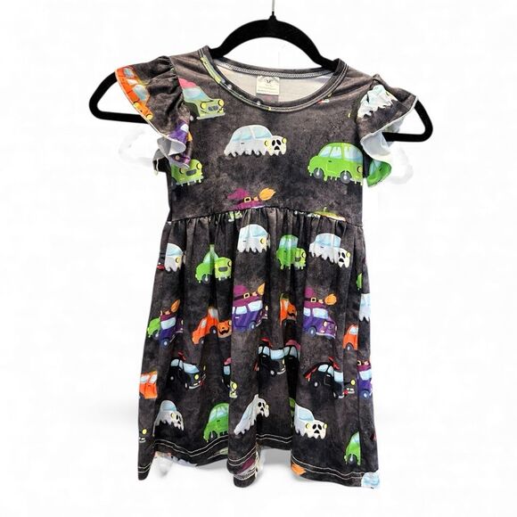 EUC Toddler Girls Colorful Halloween Print Twirl Dress - Size 3T - Picture 1 of 6